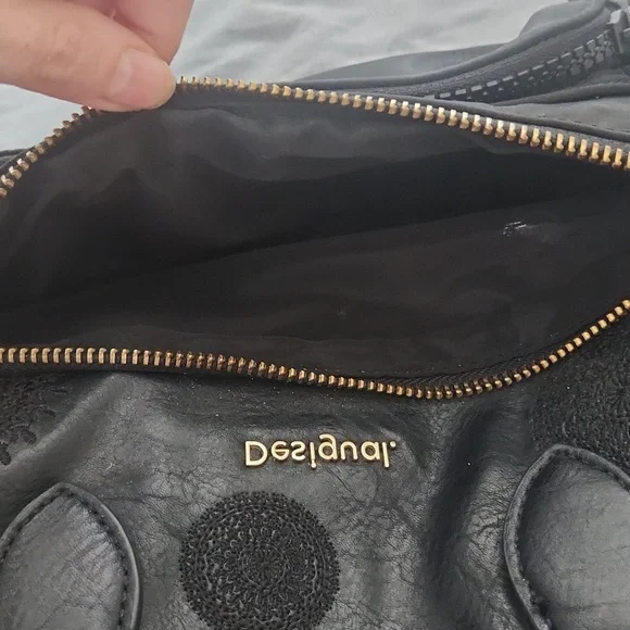 Desigual Black Satchel with Gold Accents - Picture 6 of 6